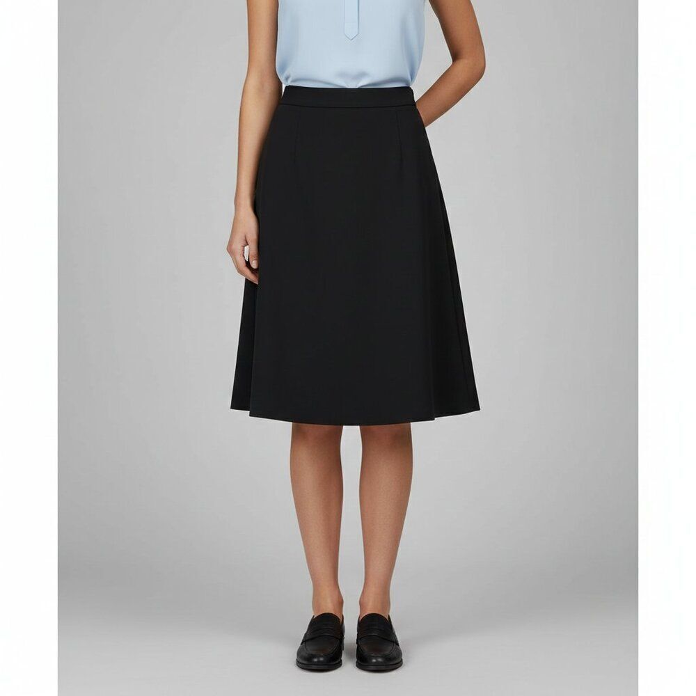 Prada Italy Black Classic High-Waisted A-Line Midi Skirt Size EU 38, US 6